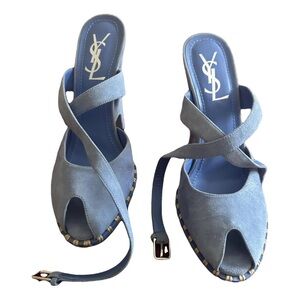 Yves Saint Laurent Light Blue Espadrille Sandals